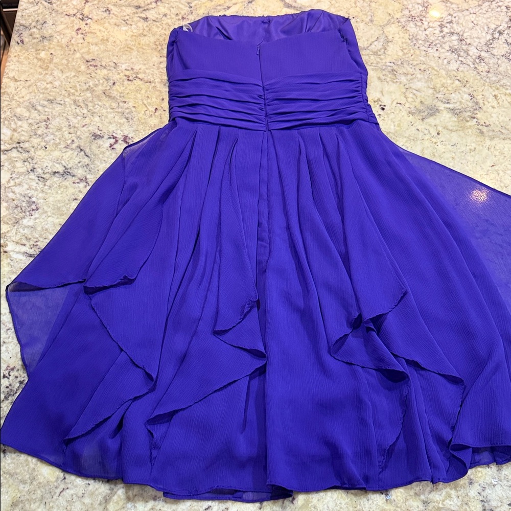 David’s Bridal ruched strapless cocktail dress purple Size 2 - Picture 3 of 9